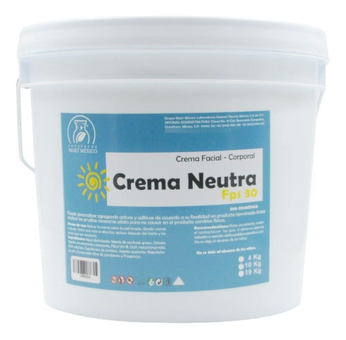 Crema Neutra Base  Sin Aroma Con Filtro Solar 4 Litro.