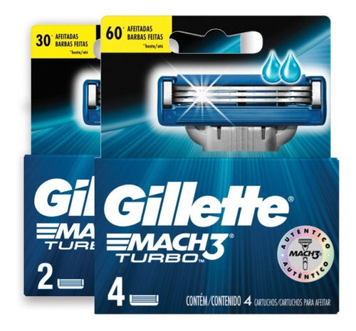 Cartuchos Para Afeitar Gillette Mach3 Turbo, 6 Unidades