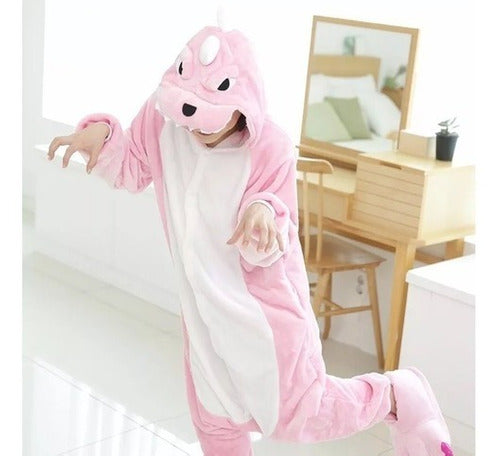 Kigurumi Dinosaurio Rosa Pijama Mameluco Disfraz Kawaii