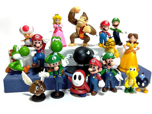 18 Unids/pcs Super Mario Bros Luigi Yoshi Anime Juguetes Y M –
