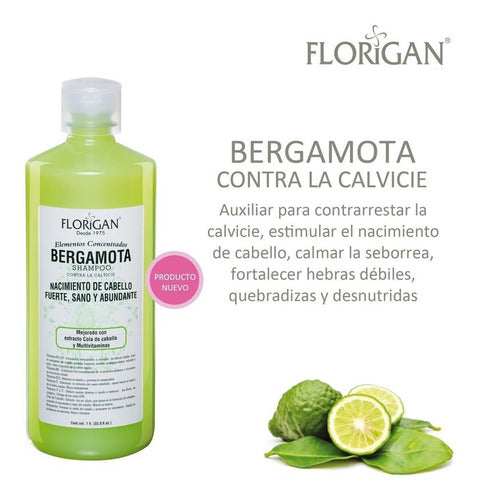 Bergamota Kit Shampoo, Acondicionador Gel Y Tónico Florigan