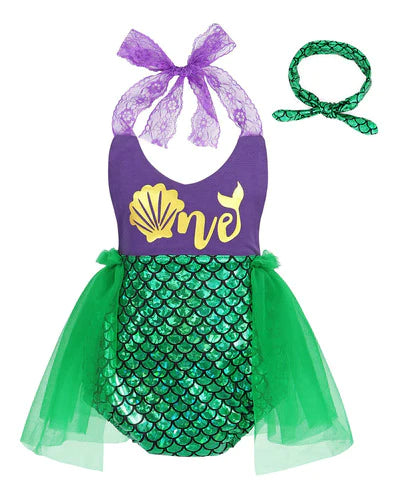 Vestido De Tutú Sirenita Para Bebé Concha Niña Cumpleaños