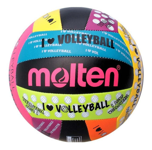 Balon Voleibol Molten Ms500 Luv Ngro/verde/rosa N.5 + Envio