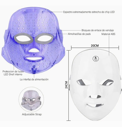 Máscara De Terapia Facial Profesional Con 7 Colors Led Luz