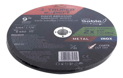 5 Pz Disco Corte Metal Inox 9'' 2mm Max Duracio Truper 11999