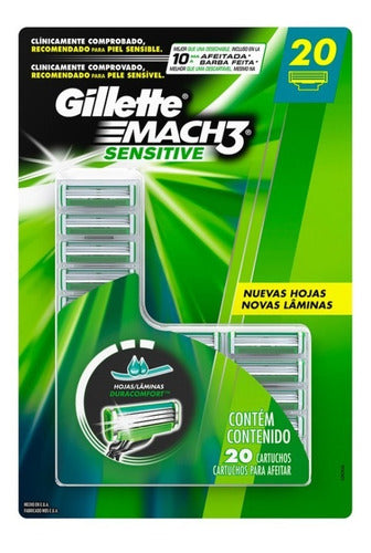Gillette Cartuchos Mach3 Sensitive 20 Piezas