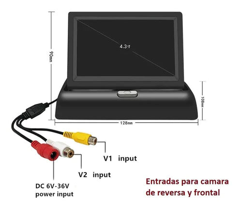 Camara De Reversa Y Frontal Con Pantalla Monitor De 4.3