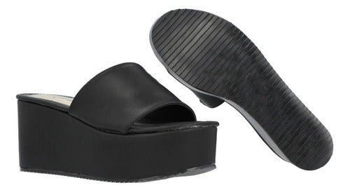 Sandalia De Plataforma Casual Slip On Color Negro Para Mujer