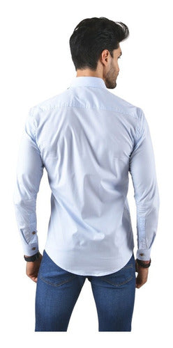 Camisa Casual Azul Cielo Porto Blanco Basics Cbasic-04