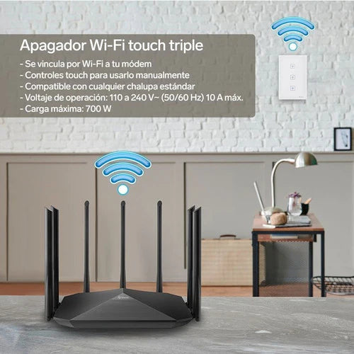 Apagador Inteligente Wifi Touch Triple ( Alexa Y Google A.)