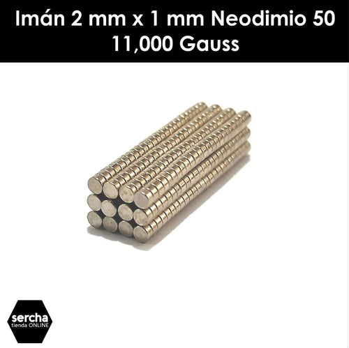 Iman 2mm X 1mm N50 Neodimio 11,000 Gauss (300 Pzas)