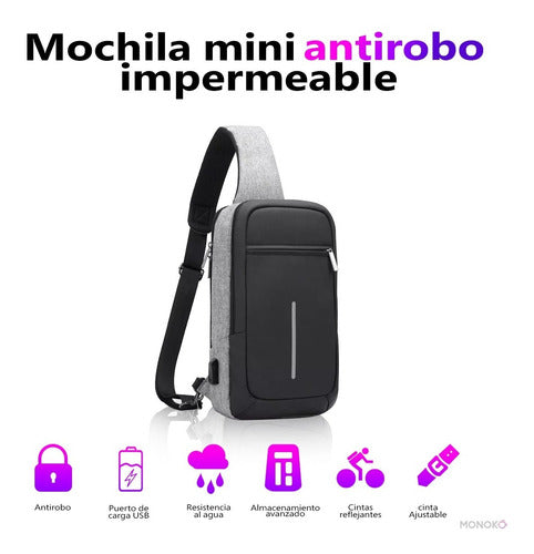 Mochila Mini Antirrobo Impermeable Puerto Usb Laptop