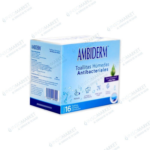 Toallas Humedas Antibacterial Ambiderm C/16 Pzs Pack 5 Cajas