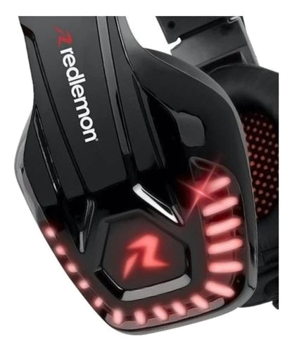 Audífonos Gamer Redlemon G6000 Negro Y Rojo Con Luz Led