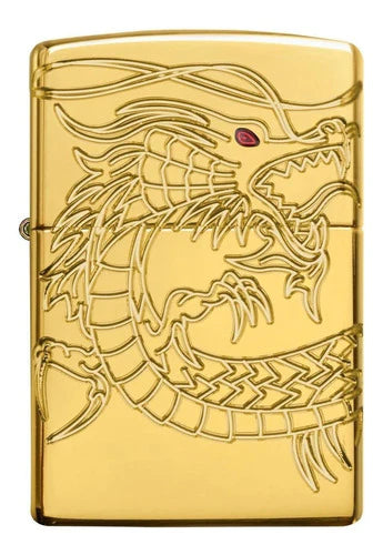 Encendedor Zippo Dragon Dorado 360° De Colección