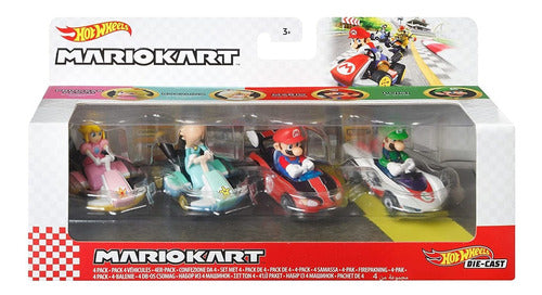 Juego De Figuras En Karting Mario Kart Hot Wheels 4 Uds.