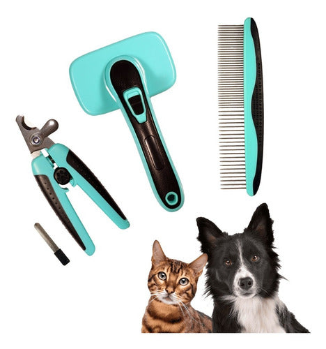 Corta Uñas Para Perros Y Gatos Kit + Lima, Peine Y Cepillo