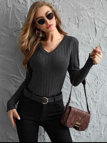 Suéter Para Dama Gris Oscuro Tops Casual