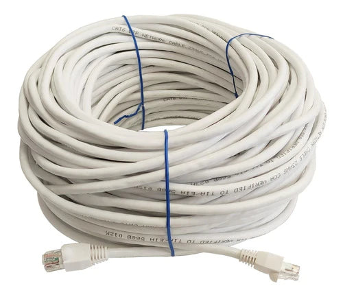 Cable Ethernet Cat 6 Blanco De 50 Metros Real Gigabit