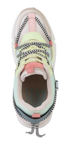 031-60 Tenis Sneakers Dama Mujer  Cuña 6 Cm Multicolor