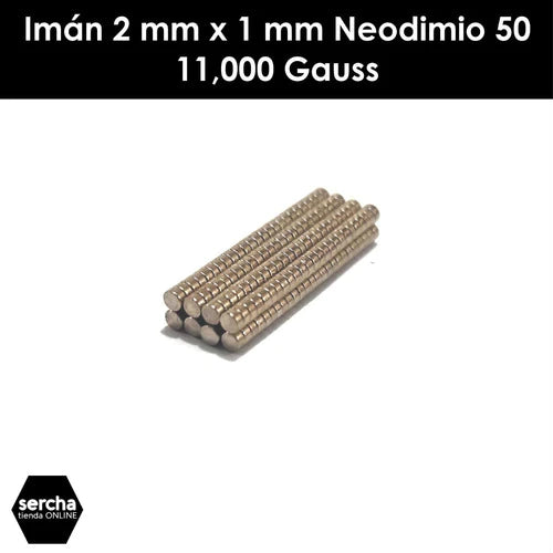 Imán 2mm X 1mm N50 11,000 Gauss (200 Pzas.)