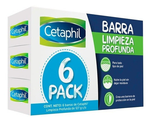 6 Pack Cetaphil Barra Jabon Dermolimpiadora 127 Gr