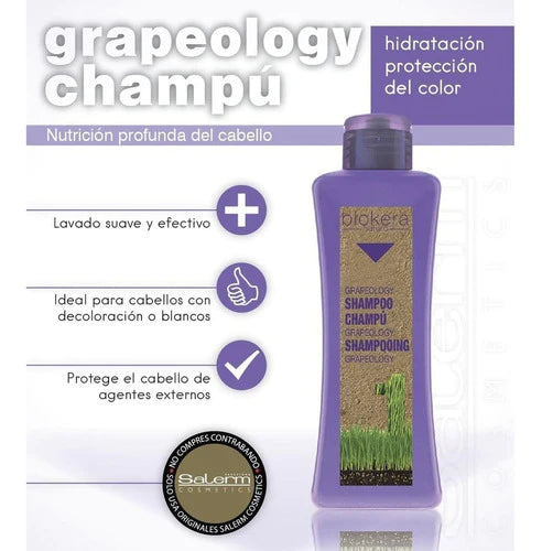 Salerm Biokera ® Shampoo Grapeology Uva 300ml Para Uso Diario Hidrata Y Prolonga El Color De Cabello Contiene Vitamina E