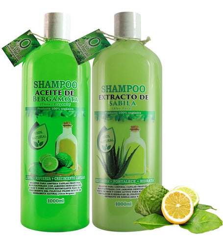 Shampoo Aceite De Bergamota 1l + Shampoo Extracto Sabila 1l