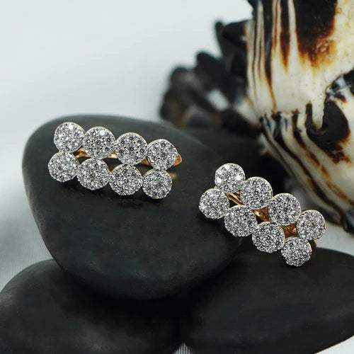 Aretes Pendientes Circulos Diamantes Oro 18k Arracadas Mujer