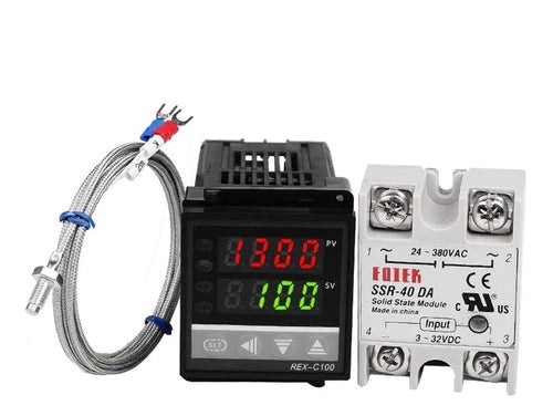 Kit Pirómetro Digital Rex-c100 Control De Temperatura Ssr40a