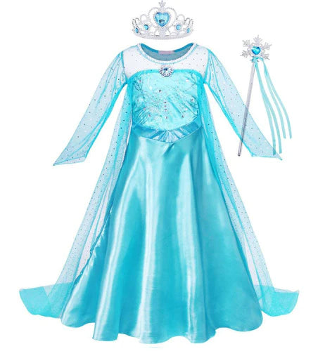 Vestido De Princesa Elsa Fiesta Cosplay Niñas Disfraz