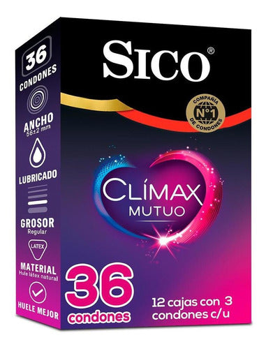 Condones Sico Clímax Mutuo Caja 36 Piezas