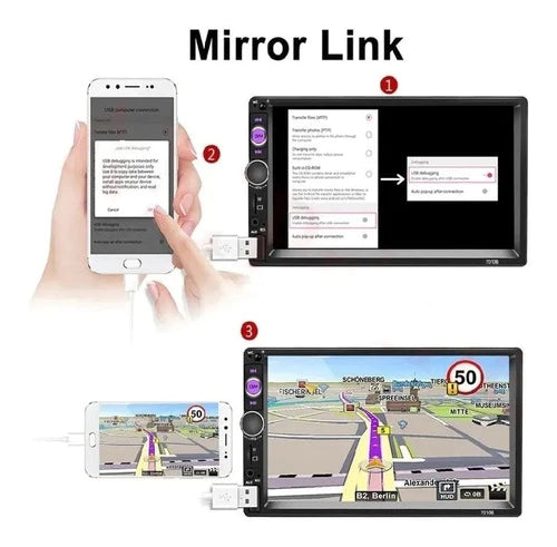 Fnbrli Radio Mirror Link 7in 7018b Con Bluetooth Para Auto