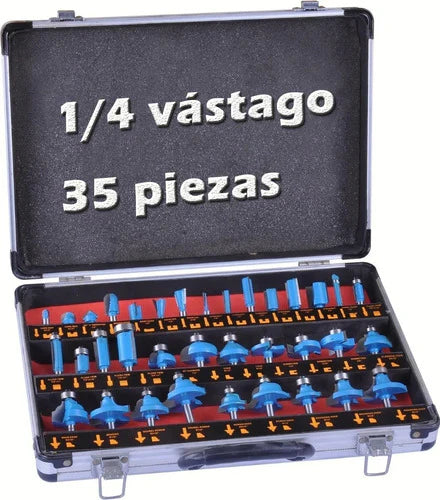 35 Brocas Fresas Router 6,35mm 1/4 De Madera Taladro Estuche