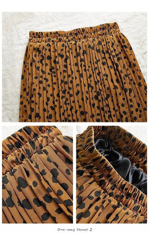Falda Plisada Con Estampado De Leopardo Alto Wasit Moda Fald