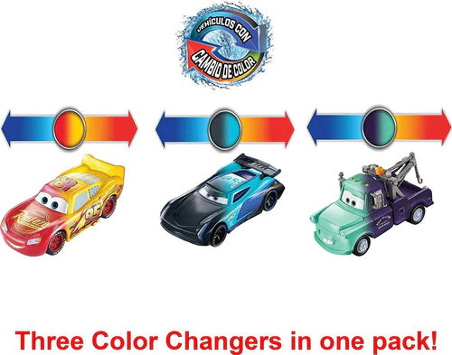 Cars Disney Pixar 3 Carritos Cambia Color Mcqueen Mater