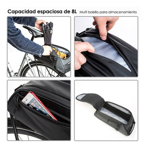 Bolsa Maleta Porta Bulto Bicicleta, Impermeable Reflexivo 8l