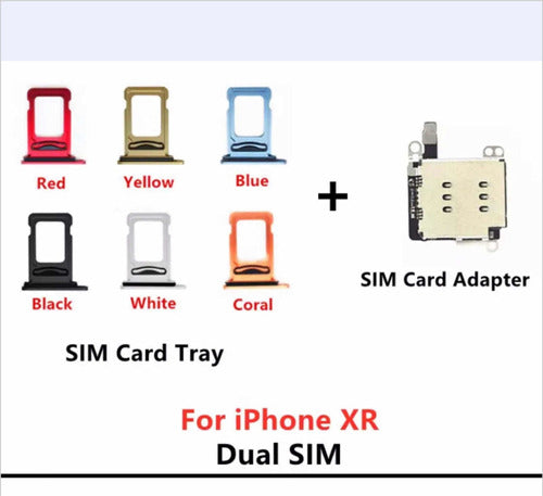 Lector Dual Sim iPhone XR + Charola Porta Dual Sim Plata