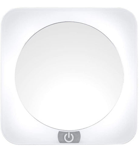 Mini Espejo 12x De Tocador Baño Con Luz Adherible Maquillaje