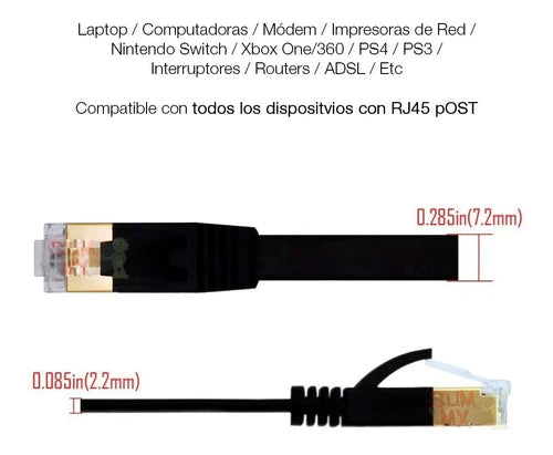 Cable Red Plano Categoria 7 Cat7 Rj45 Utp Ethernet 50 Metros
