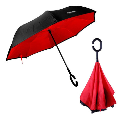Paraguas Invertido Doble Refuerzo Resistente Ligero Redlemon