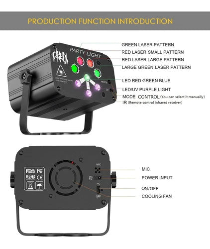 Luces Fiesta Laser Dj Audioritmicas Estroboscopica Proyector