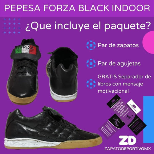Zapato Tenis Futbol Indoor Salon Pepesa Forza Black Piel