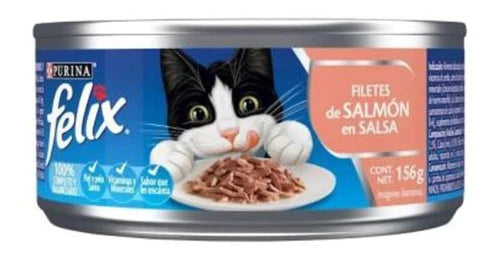 24 Latas De Felix  Para Gato 156 Grs Filetes Salmón En Salsa