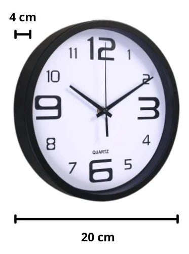Reloj Pared 20 Cm | Moderno Minimalista | Negro C Blanco