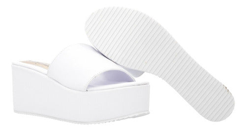Sandalia De Plataforma Casual Slip On Blanco Para Mujer