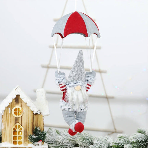 2 Gnomos Paracaídas Colgantes Adornos Arbol Navidad Muñecos