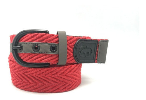 Cinturón De Lona Para Caballero Color Rojo Hebilla Premium