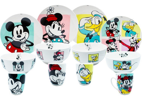 Vajilla Porcelana C Tazas Mickey Minnie Disney 12p Colección