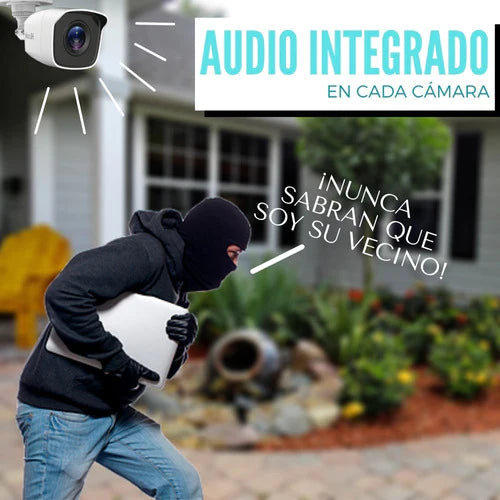Kit 4 Cámaras Video Vigilancia Hilook Fullhd-1080p Con Audio